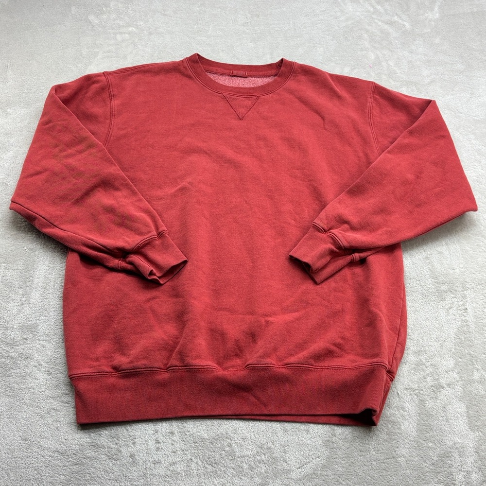 J. Galt Sweatshirt Womens One Size Red Crewneck V-Stitch Oversized Loungwear Y2K